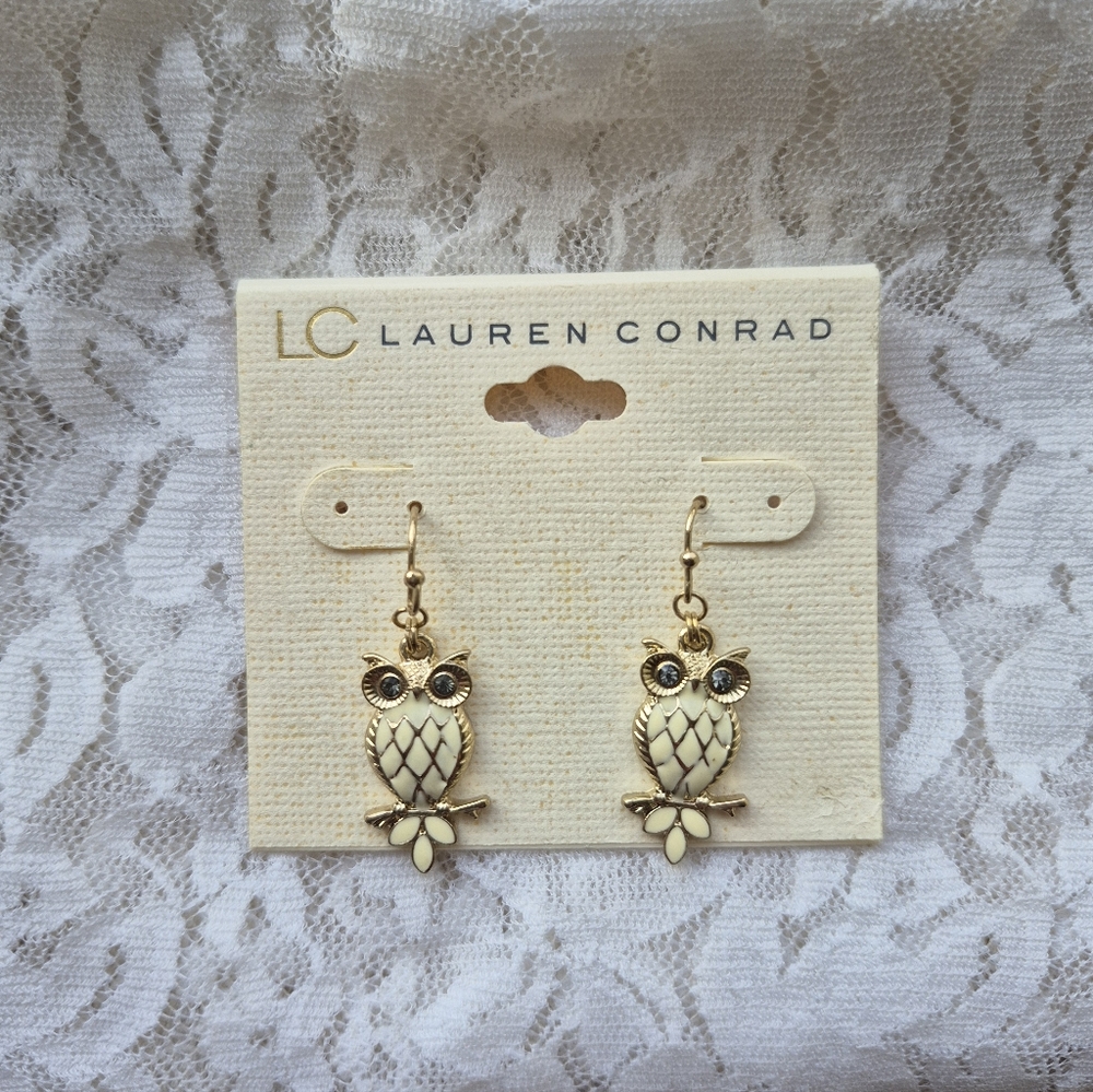 LC Lauren Conrad Gold Owl Earrings